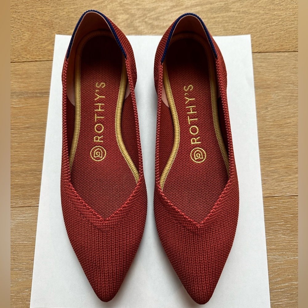 Rothy’s pointed flat in Cooper and size 7